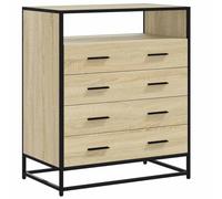 Sonoma Oak Wood Material Drawer Cabinet 70 x 41 x 83.5 cm with Metal Frame 4 Drawers Storage Space for Bedroom Living Room Office Hallway Shelf and Organiser