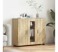 Sonoma Oak Wooden Cabinet 88.5 x 30.5 x 73 cm, Sideboard with Storage Space, Modern Lowboard for Living Room, Shelf and Storage with Drawer and Door