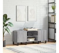 Sonoma Record Cabinet Grey Made of Wood Material with Iron Legs 121 x 38 x 48 cm, Spacious Storage Space for Records, Sturdy Vinyl Cabinet for Living Room and Home Cinema