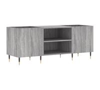 Sonoma Record Cabinet Grey Wood Material 121 x 38 x 48 cm with Iron Legs, Spacious and Stable for Record Storage, Ideal as a Phono Cabinet and Living Room Cabinet
