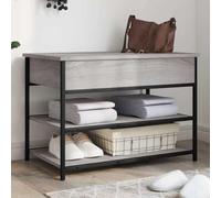 Sonoma Shoe Bench, Grey, 70 x 42.5 x 50 cm, Wood Material with Metal Frame, Storage Space, Adjustable Legs, Seat Chest for Hallway, Hallway, Living Room, Sturdy Wardrobe Bench with Storage