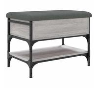 Sonoma Shoe Bench Grey with Cushion 62 x 42 x 45 cm Wood Material and Metal Frame, Hallway Bench with Storage Space for Shoes, Seat Chest for Hallway, Living Room, Bedroom, Padded
