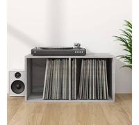 Sonoma Vinyl Record Box Grey Made of Wood 71 x 34 x 36 cm with Robust Backing, Versatile Vinyl Storage, Transport Box, Modern Design for Living Room and Office