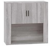 Sonoma Wall Cabinet Grey Made of Wood 80 x 33 x 80 cm, Modern Multi-Purpose Cabinet with Lots of Storage Space, Space-Saving for Living Room, Bedroom and Hallway, Robust Organiser