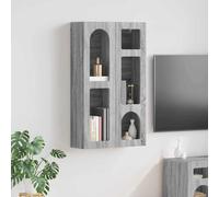 Sonoma Wall Cupboard Grey Made of Wood Material 59 x 20 x 100 cm with 5 Shelves, Space-Saving and Versatile for Kitchen, Bathroom, Hallway, Modern Storage Space and Organiser System