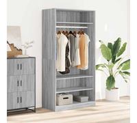Sonoma Wardrobe Grey Wood Composite 100 x 50 x 200 cm with Clothes Rail and Shelves, Modern Storage Space for Bedroom, Hallway, Children's Room, Compact Storage Solution