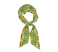 SONOON Bee & Sunflowers Print Long Strip Shape Scarf For Women Necktie Silk Like Neck Scarf Lightweight Hair Scarf Gifts Ladies' Holiday