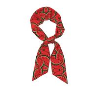 SONOON Red Watermelon Print Long Strip Shape Scarf For Women Necktie Silk Like Neck Scarf Lightweight Hair Scarf Gifts Ladies' Holiday