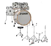 Sonor AQ2 20 5pc Drum Kit With Hardware & Throne White Pearl