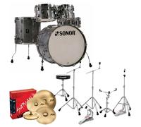 Sonor AQ2 22 5pc Complete Drum Kit With Hardware & Throne Titanium Quartz