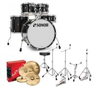 Sonor AQ2 22 5pc Complete Drum Kit With Hardware & Throne Transparent Black