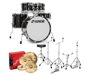 Sonor AQ2 22 5pc Complete Drum Kit With Hardware & Throne Transparent Black