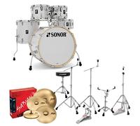Sonor AQ2 22 5pc Complete Drum Kit With Hardware & Throne White Pearl