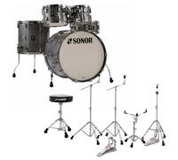 Sonor AQ2 22 5pc Drum Kit With Free Hardware & Throne Titanium Quartz