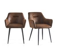 SONORA Modern Faux Suede Dining Chairs Sets 2/4 Upholstered Armchairs in Brown | Size: 2 Pack SONORA Brown 2 Pack