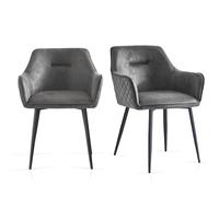 SONORA Modern Faux Suede Dining Chairs Sets 2/4 with Upholstered Armchairs in Grey | Size: 2 Pack SONORA Grey 2 Pack