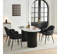 SONORA Modern Faux Suede Dining Chairs Sets with Upholstered Armchairs in Black | Size: 4 Pack SONORA Black 4 Pack