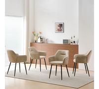 SONORA Set of 4 Modern Faux Suede Dining Chairs With Ergonomic Design in Beige SONORA Beige