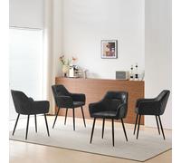 SONORA Set of 4 Modern Faux Suede Dining Chairs With Ergonomic Design in Black SONORA Black