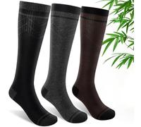 SONORAN Bamboo Viscose Compression Socks for Women & Men (3 Pairs) 15-20 mmHg Knee High Support for Nurses, Travel, Pregnant L/XL（Black&Gray&Dark Brown）