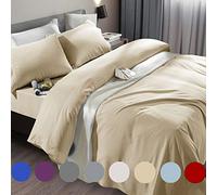 SONORO KATE Bed Sheet Set Super Soft Microfiber 1800 Thread Count Egyptian Sheets Fit 18-24 Inch Deep Pocket Mattress Wrinkle and Hypoallergenic (Beige, King)