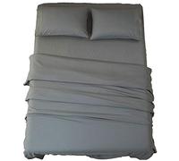 SONORO KATE Bed Sheet Set Super Soft Microfiber 1800 Thread Count Luxury Egyptian Sheets 16-Inch Deep Pocket Wrinkle -4 Piece(Queen Dark Grey)