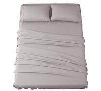 SONORO KATE Bed Sheet Set Super Soft Microfiber 1800 Thread Count Luxury Egyptian Sheets 16-Inch Deep Pocket Wrinkle and Hypoallergenic-4 Piece(Queen Grey)