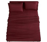 SONORO KATE Bed Sheet Set Super Soft Microfiber 1800 Thread Count Luxury Egyptian Sheets 16-Inch Deep Pocket，Wrinkle and Hypoallergenic-4 Piece (Burgundy, Queen)