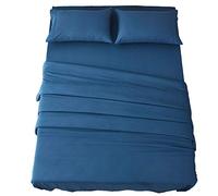SONORO KATE Bed Sheet Set Super Soft Microfiber 1800 Thread Count Luxury Egyptian Sheets 18-Inch Deep Pocket Wrinkle and Hypoallergenic-4 Piece(King, Navy Blue)