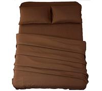SONORO KATE Sheets Super Soft Microfiber 1800 Thread Count 16 Inch Deep Pocket 4 Piece Queen Brown