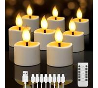 SonPen Pack of 8 Rechargeable Tea Lights, LED Candles with Remote Control and Timer, Flameless Electric Candles Flickering with USB-C Cable, for Party, Living Room, Halloween, Christmas Decoration