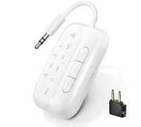 SONRU 2025 Newest Bluetooth 5.3 Transmitter & Receiver, Supports 2 Headphones Dual Connection, aptX-Low Latency Bluetooth Adapter, 3.5mm Aux Jack Audio Transmitter for TV/Plane/Travel/Gym/Car, White