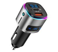 SONRU Bluetooth FM Transmitter,Bluetooth 5.3 Car Adapter PD 30W QC3.0 18W Fast Charging,Wireless Radio Transmitter Hands Free Calling Support TF Card with 7 Colors LED Backlit