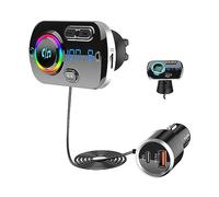 SONRU Newest FM Transmitter Bluetooth 5.3, Car Radio Adapter Hands-Free Car Kit, PD3.0 30W Type C & QC3.0 Fast Car Charger, Support TF Card, AUX Output, Crystal Sound, 1.1M Cable, 2 Install Ways