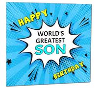 Son's Birthday Card - World's Greatest - Comic Book Pop Art Style Birthday Card for Son