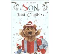 Son's First Christmas Card, Traditional Teddy Bear Design, 13 x 19 cm