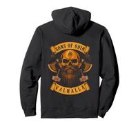 SONS OF ODIN- Valhalla Vikings Norse Skull Beard - Mjoelnir Pullover Hoodie