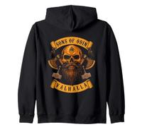SONS OF ODIN- Valhalla Vikings Norse Skull Beard - Mjoelnir Zip Hoodie