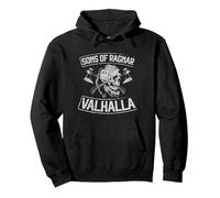 Sons of Ragnar Valhalla Viking Ax Valkyrie Warrior Pullover Hoodie, Adult Unisex, Black, Large