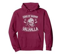 Sons of Ragnar Valhalla Viking Ax Valkyrie Warrior Pullover Hoodie, Adult Unisex, Burgundy, X-Large