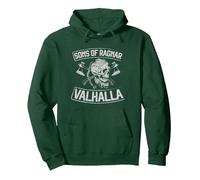 Sons of Ragnar Valhalla Viking Ax Valkyrie Warrior Pullover Hoodie, Adult Unisex, Dark Green, X-Large