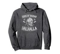 Sons of Ragnar Valhalla Viking Ax Valkyrie Warrior Pullover Hoodie, Adult Unisex, Dark Heather Grey, Large
