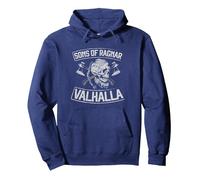 Sons of Ragnar Valhalla Viking Ax Valkyrie Warrior Pullover Hoodie, Adult Unisex, Navy Blue, Large