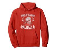 Sons of Ragnar Valhalla Viking Ax Valkyrie Warrior Pullover Hoodie, Adult Unisex, Red, Small