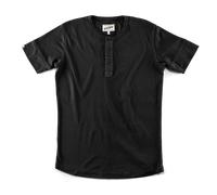 &SONS | The New Elder Henley Short Sleeve Shirt | Raw Cotton | Black S