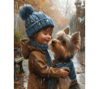 Sonsage Diamond Art Kits for Adults, Heartwarming Little Girl and Dog Diamond Painting Kits, DIY 5D Round Full Diamond Gem Art, Home Decor 12x16 inch