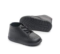Sonsage Infant Baby Boys Girls Classic PU Leather Wedding Loafers Brogue Toddler Oxford Dress Shoes First Steps Walking Flat Lazy Crib Shoe A Black