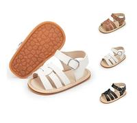Sonsage Infant Baby Girls Summer Sandals Newborn Bowknot Crib Sandal Outdoor Beach Toddler Pu Leather Soft Rubber Sole Dress Flats First Walker Shoes 3-6 Months