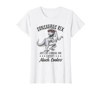 Sonsaurus Rex Son Family Dinosaur Value Graphic T-Shirt, Women, White, XS