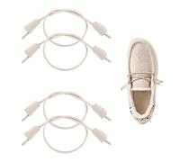 SONSIL Elastic Shoelaces Strings Replacement Laces for Hey Dude Shoes，No-Tie Laces (Two Pairs), Beige, 14"